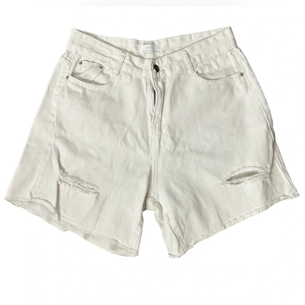 Oak + Fort women's Bermuda Jorts Jean Shorts High Rise Cut off Boho Western - Picture 3 of 16